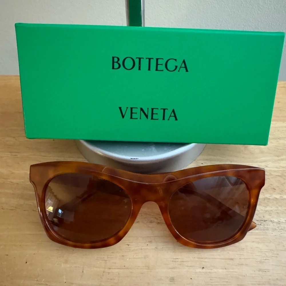 Bottega Veneta Brown Rectangular Sunglasses